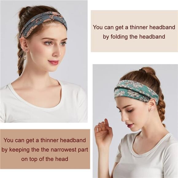 Boho headbands for women wide stretchy yoga workout hair bands set of six pieces - Picture 6 of 7